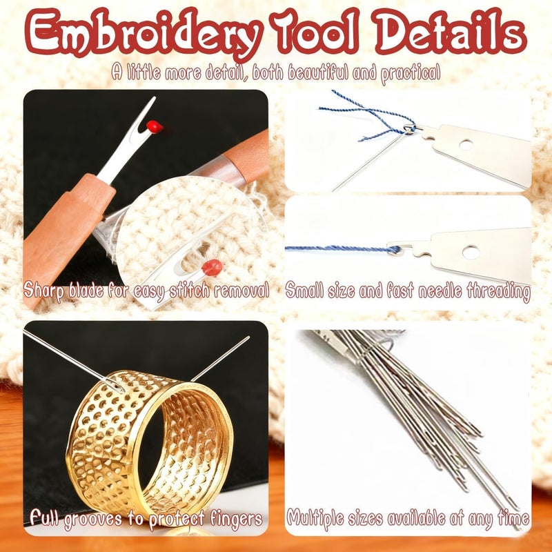 Cekomady Big Eye Steel Sewing Needles Kit 34PCS | 5 Size Steel Needles for Hand Sewing Kit Stainless Needle for Adult with Case | Beginner-Friendly (34-PCS) - Image 3